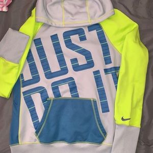 Gray/green Nike JUST DO IT pullover hoodie Medium